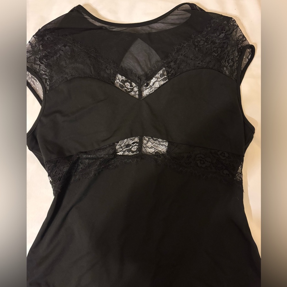 NWOT Bebe Lace and Mesh Black Bodysuit Size XL